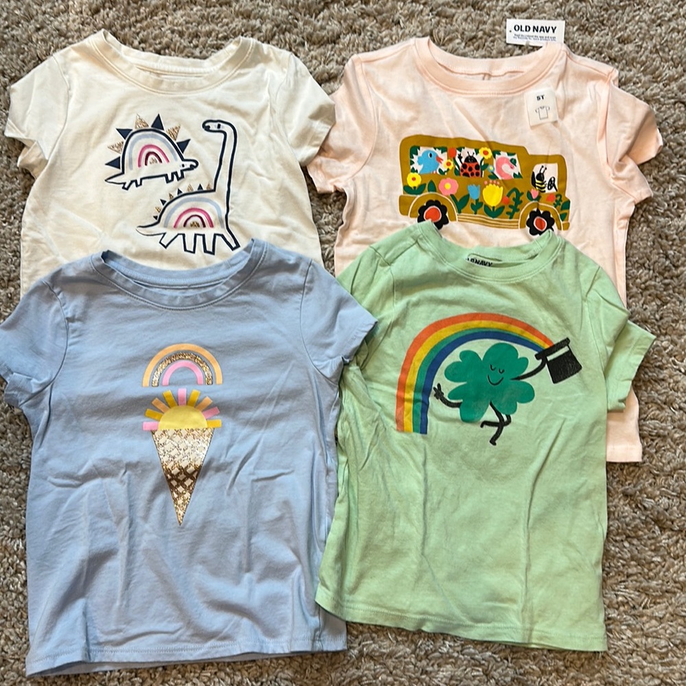 Cat & Jack x2 Old Navy x2 short sleeve tees 5T - Picture 1 of 5